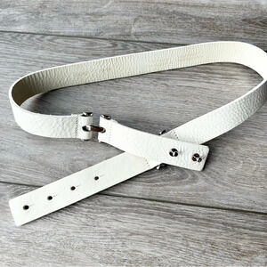 Vintage White Italian Leather Belt Made  in Canada